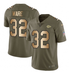Men's Nike Kansas City Chiefs #32 Spencer Ware Limited Olive/Gold 2017 Salute to Service NFL Jersey