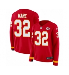Women's Nike Kansas City Chiefs #32 Spencer Ware Limited Red Therma Long Sleeve NFL Jersey