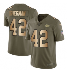 Youth Nike Kansas City Chiefs #42 Anthony Sherman Limited Olive/Gold 2017 Salute to Service NFL Jersey