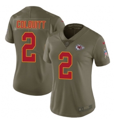 Women's Nike Kansas City Chiefs #2 Dustin Colquitt Limited Olive 2017 Salute to Service NFL Jersey