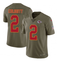 Youth Nike Kansas City Chiefs #2 Dustin Colquitt Limited Olive 2017 Salute to Service NFL Jersey