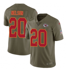 Youth Nike Kansas City Chiefs #20 Steven Nelson Limited Olive 2017 Salute to Service NFL Jersey