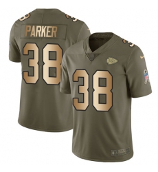 Men's Nike Kansas City Chiefs #38 Ron Parker Limited Olive/Gold 2017 Salute to Service NFL Jersey