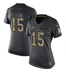 Women's Nike Kansas City Chiefs #15 Patrick Mahomes Black Stitched NFL Limited 2016 Salute to Service Jersey