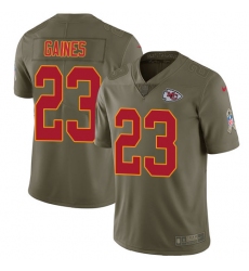 Men's Nike Kansas City Chiefs #23 Phillip Gaines Limited Olive 2017 Salute to Service NFL Jersey