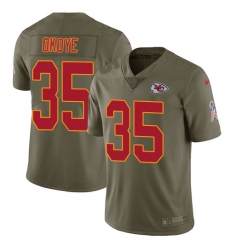 Men's Nike Kansas City Chiefs #35 Christian Okoye Limited Olive 2017 Salute to Service NFL Jersey