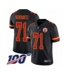 Men's Kansas City Chiefs #71 Mitchell Schwartz Limited Black Rush Vapor Untouchable 100th Season Football Jersey