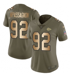 Women's Nike Kansas City Chiefs #92 Tanoh Kpassagnon Limited Olive/Gold 2017 Salute to Service NFL Jersey